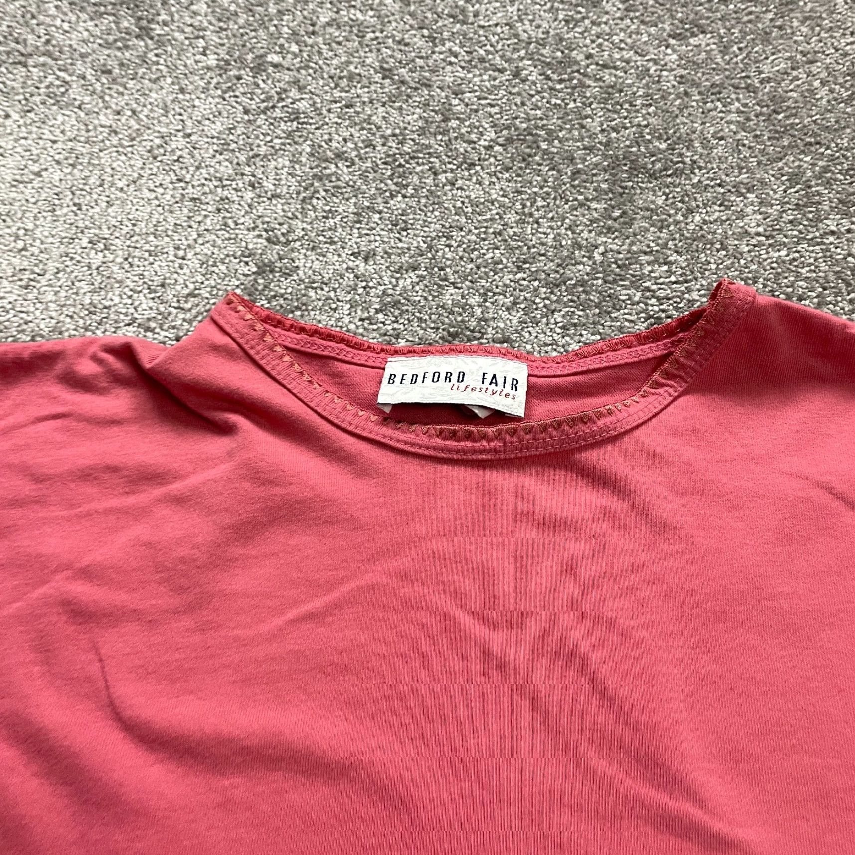Vintage Bedford Fair Blouse Womens 3XL Salmon Solid Short Sleeve Casual Top Size XXL / US 16-18 / IT 52-54 - 3 Thumbnail