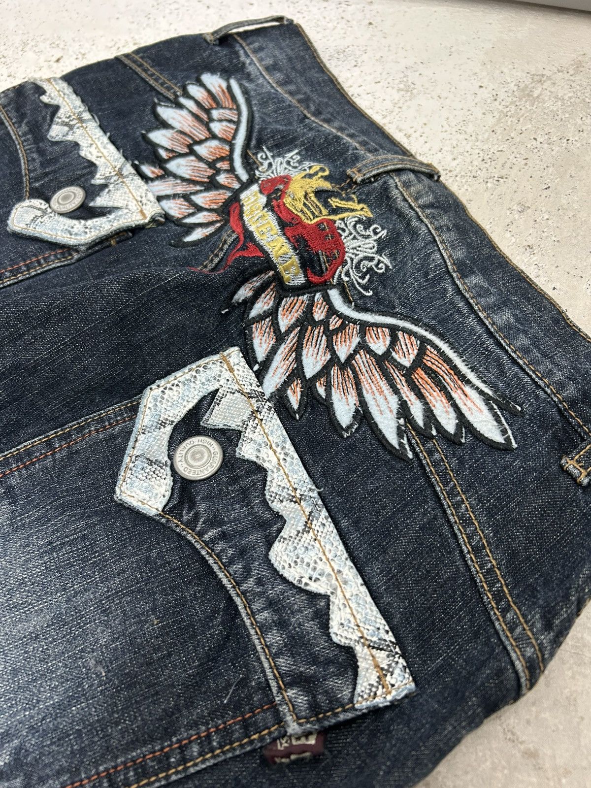 If Six Was Nine Vintage Winger Python Skin Whiskering Washed High Rise Evisu Size US 30 / EU 46 - 7 Thumbnail