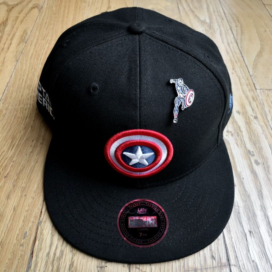 Marvel Comics Captain America Shield Logo Patch Marvel Lids Hat Pin 7 5/8 Size ONE SIZE - 2 Thumbnail
