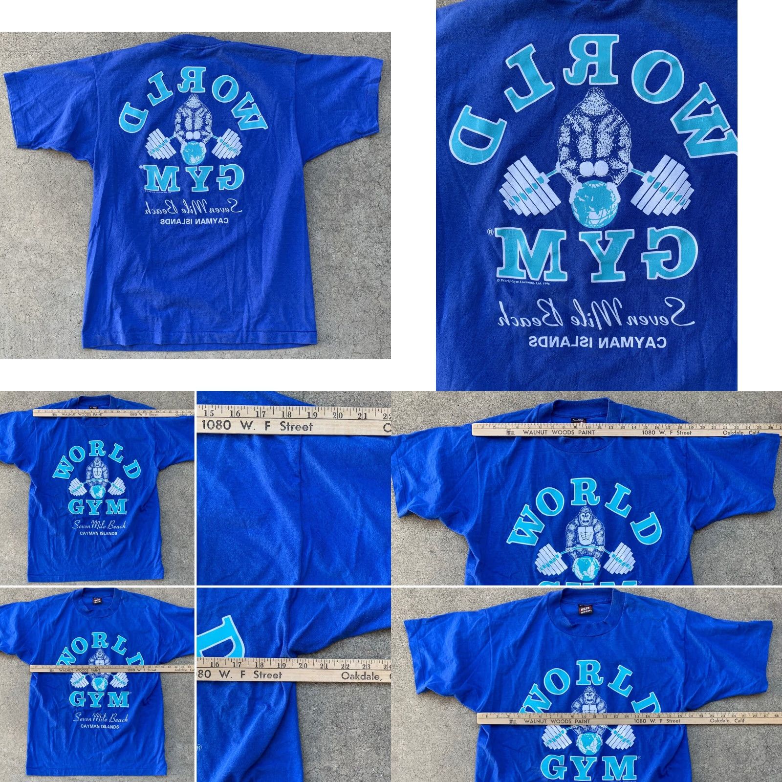 Fruit Of The Loom VINTAGE World Gym Cayman Islands Seven Mile Beach T Shirt Frt Back Graphics Sz L Mens Graphic Print 90s Beach Gym Size US L / EU 52-54 / 3 - 8 Thumbnail