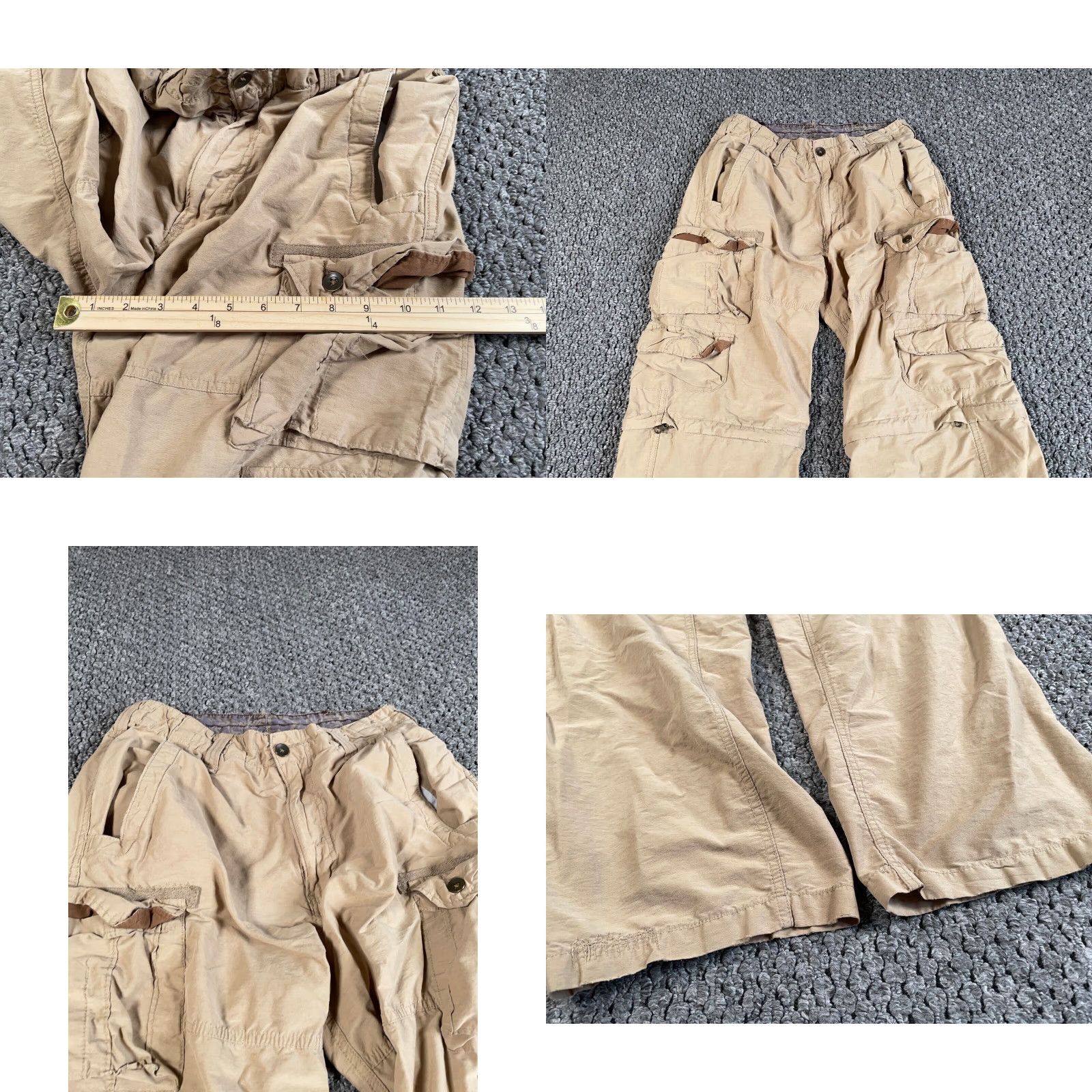 Vintage Vintage Men's Cargo Convertible Pants Shorts 30 x 30 Beige Y2K Hipster Punk Casual Size US 32 / EU 48 - 8 Thumbnail