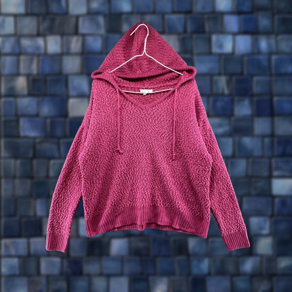 Vintage Maurices Hoodie Sweater Pink Women's L Knit Long Sleeve V-Neck Pullover Casual Size L / US 10 / IT 46 - 1 Thumbnail