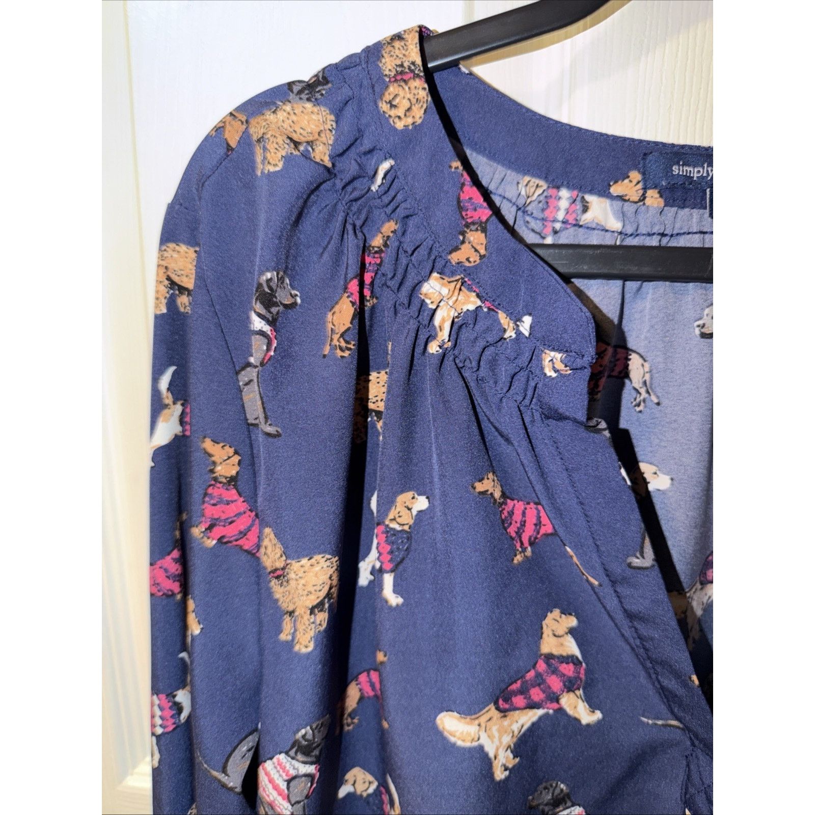 Southern Marsh Simply Southern Women Large Blue Blouse Dogs Beagle Preppy Size L / US 10 / IT 46 - 6 Thumbnail