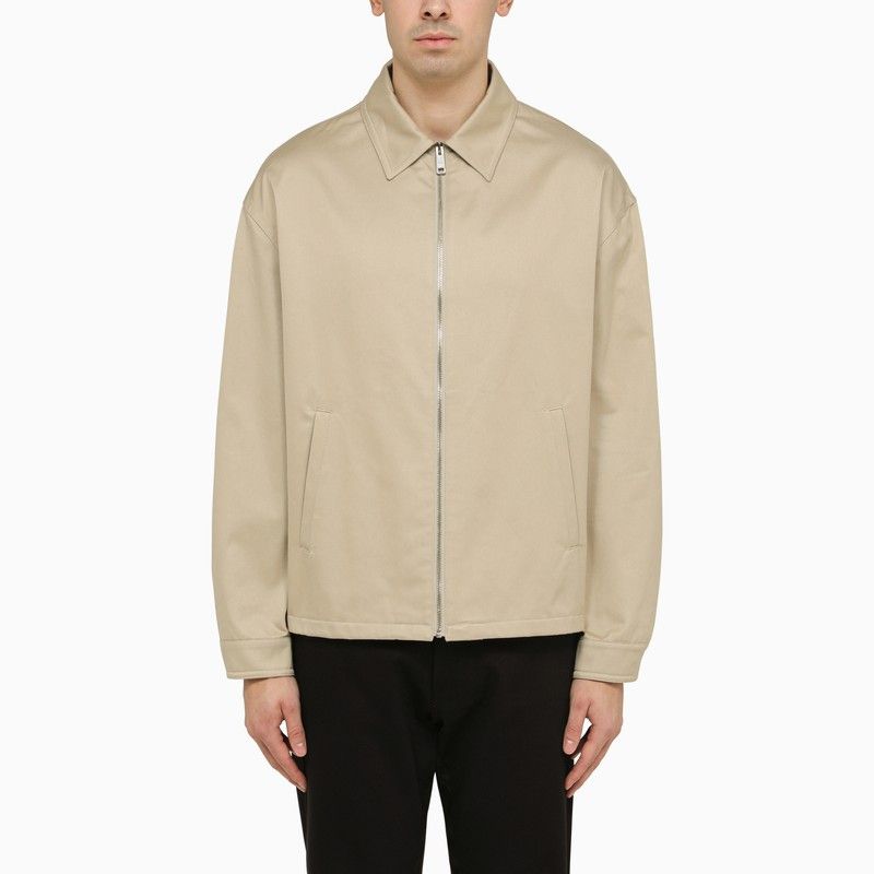 image of Prada Lightweight Cotton Jacket In Rope Colour in Beige, Men's (Size Small)