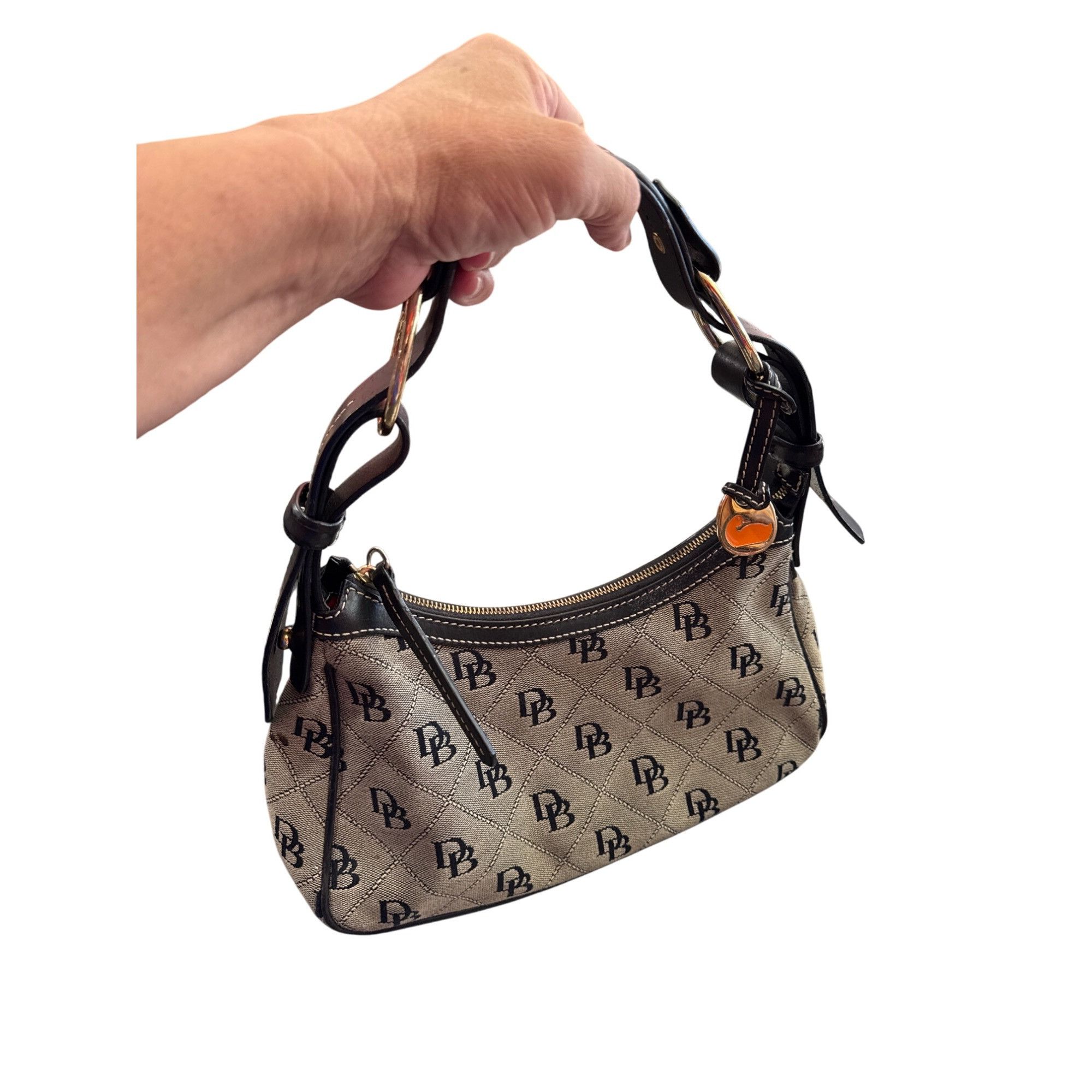 Dooney & Bourke Dooney Bourke Womens Brown Leather Canvas Satchel Handbag SK Size ONE SIZE - 19 Thumbnail