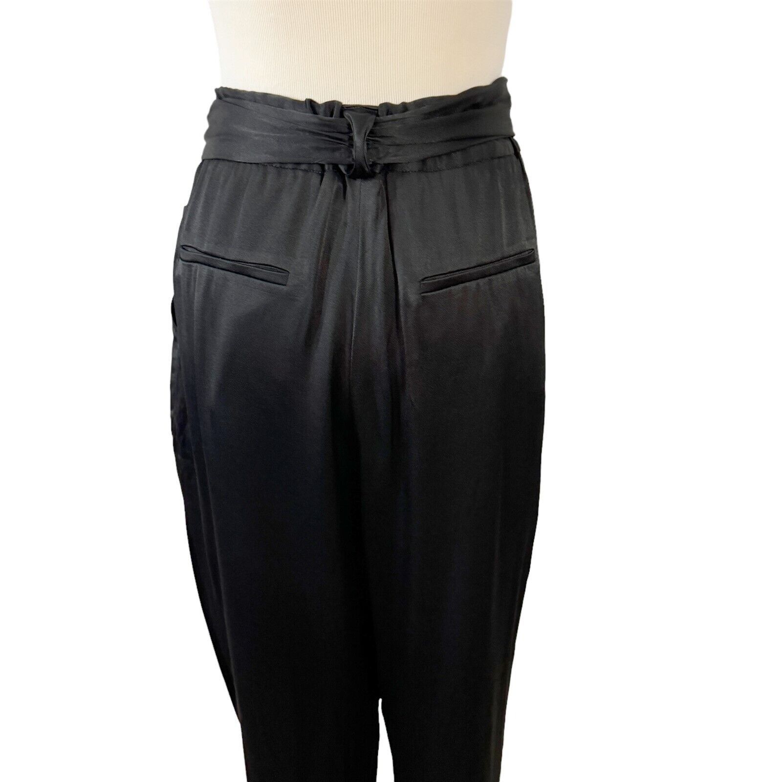 Anthropologie Anthropologie Ett:Twa Black Satin Dress Pants Size 10 Tie Wa Size 32" / US 10 / IT 46 - 7 Thumbnail