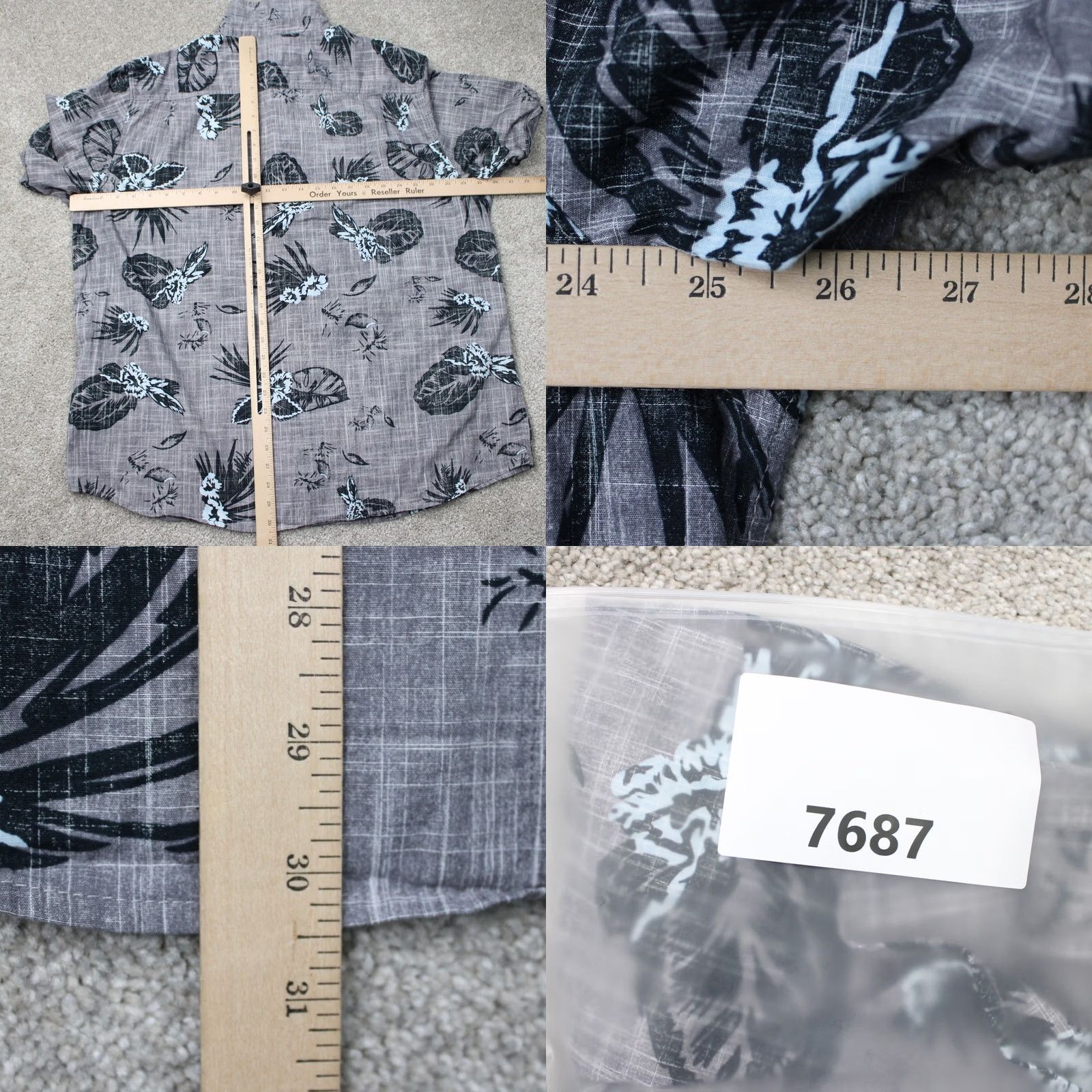 Carbon Carbon2Cobalt Shirt Mens XL Gray Floral Reverse Print 100% Cotton Short Sleeve Size US XL / EU 56 / 4 - 8 Thumbnail