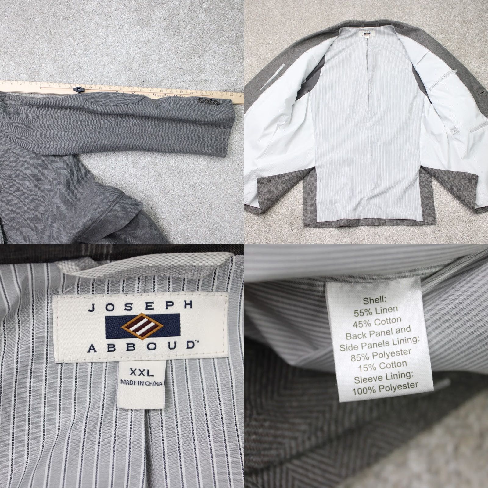 Joseph Abboud Joseph Abboud Blazer Mens 2XL Gray Linen/Cotton 2 Button Sports Jacket Blazer Mens 2XL Gray Linen/Cotton 2 Button Sports Jacket Size 48R - 8 Thumbnail
