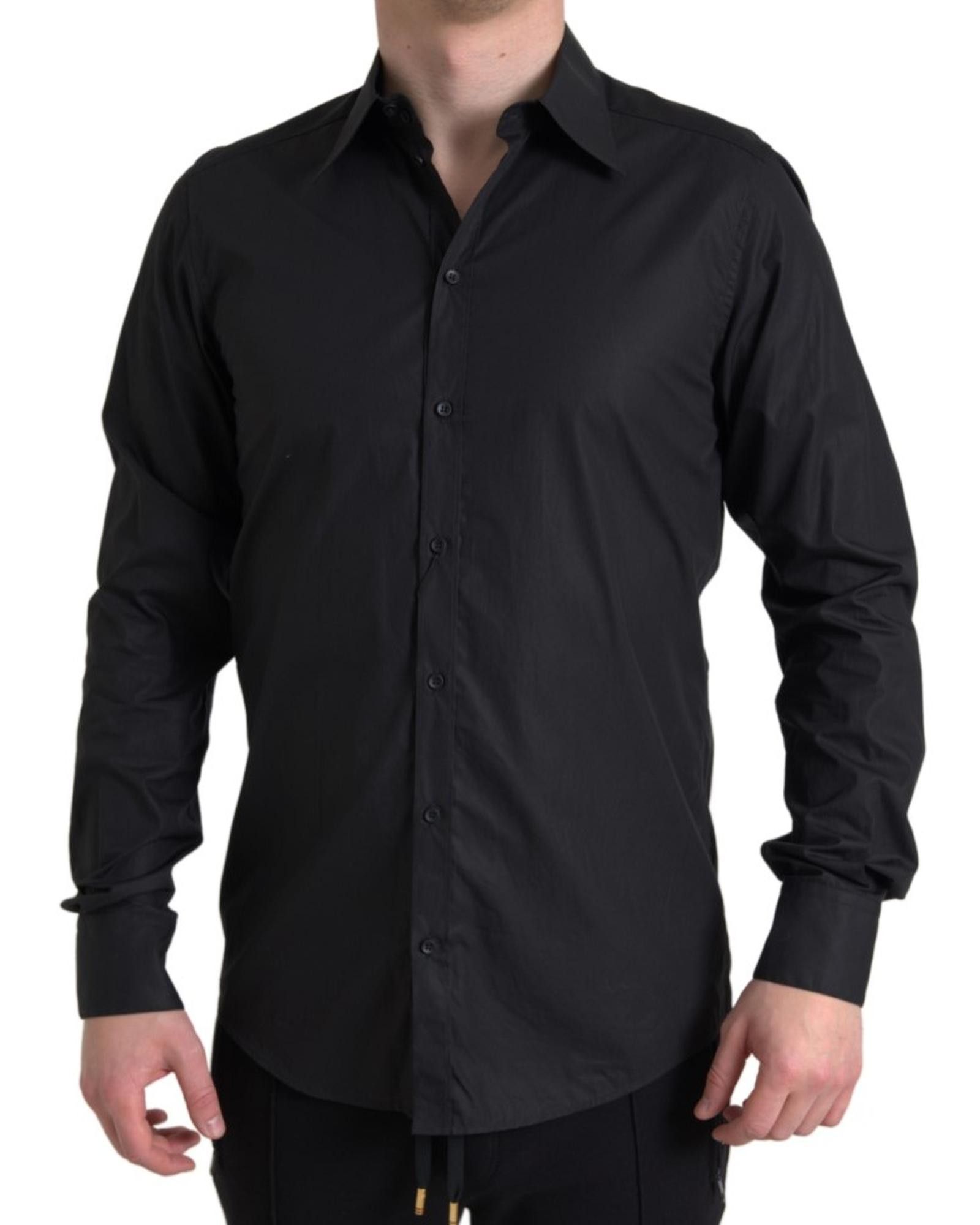 image of Dolce Gabbana Collared Long Sleeve Formal Shirt in Black, Men's (Size Medium)