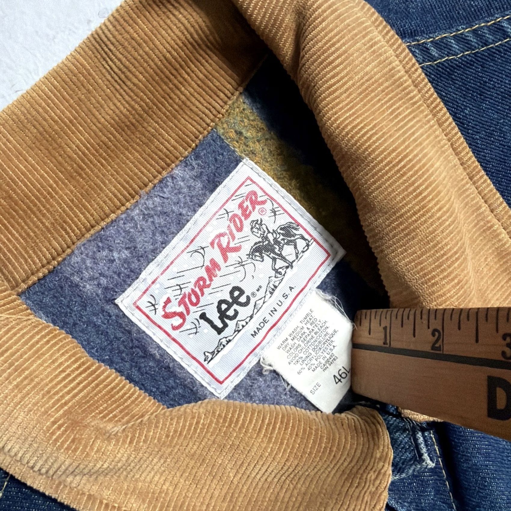 Lee VINTAGE Lee Storm Rider Jacket Denim Trucker Lined USA 46L Men Blue Leather? Size US S / EU 44-46 / 1 - 6 Thumbnail