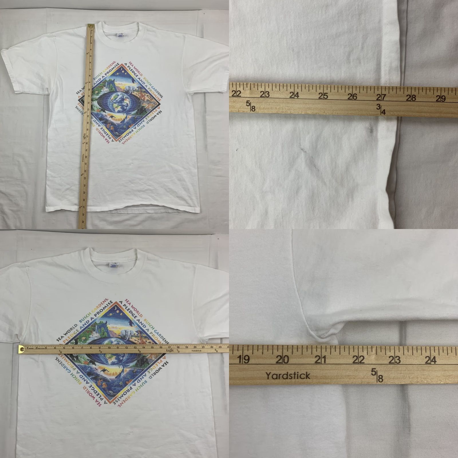 Jerzees VINTAGE Jerzees Sea World Busch Gardens T Shirt Adult Large White 90s USA Nature Animals Mens Size US L / EU 52-54 / 3 - 8 Thumbnail