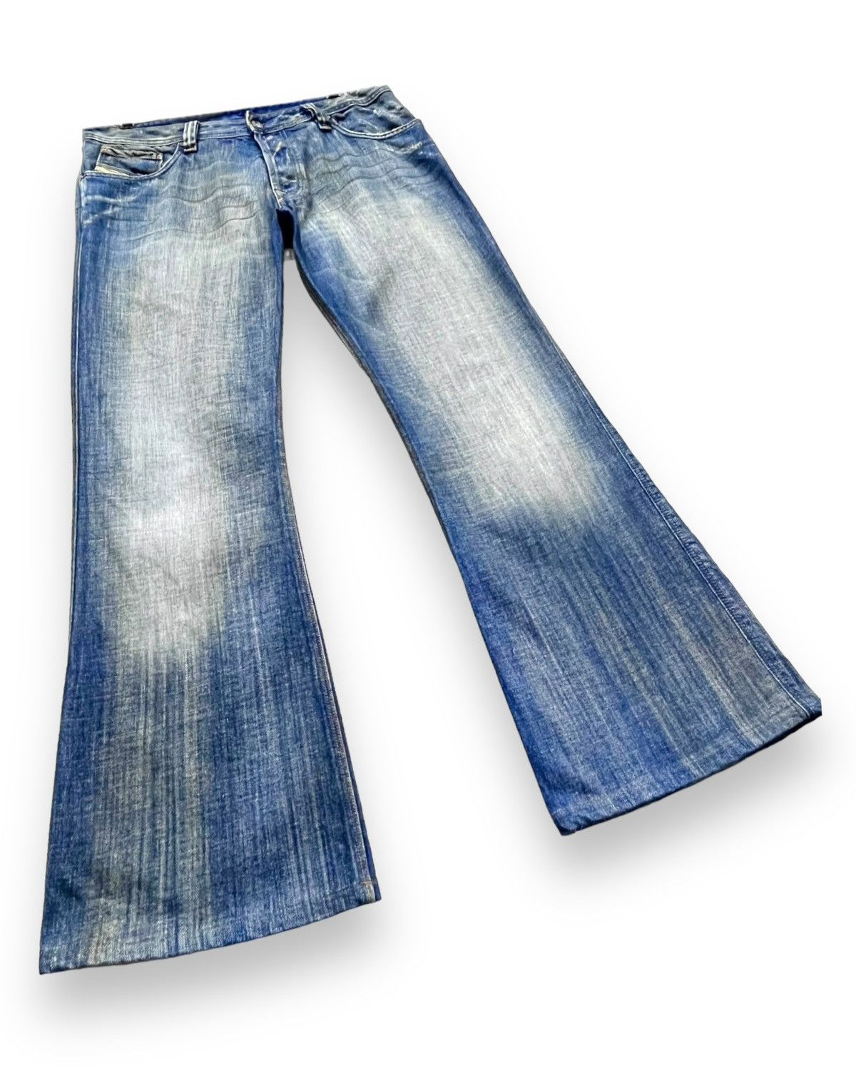 Diesel FYE PUNK🔥DIESEL Distressed Denim Wide Leg Super FLARE Jeans Size US 32 / EU 48 - 6 Thumbnail
