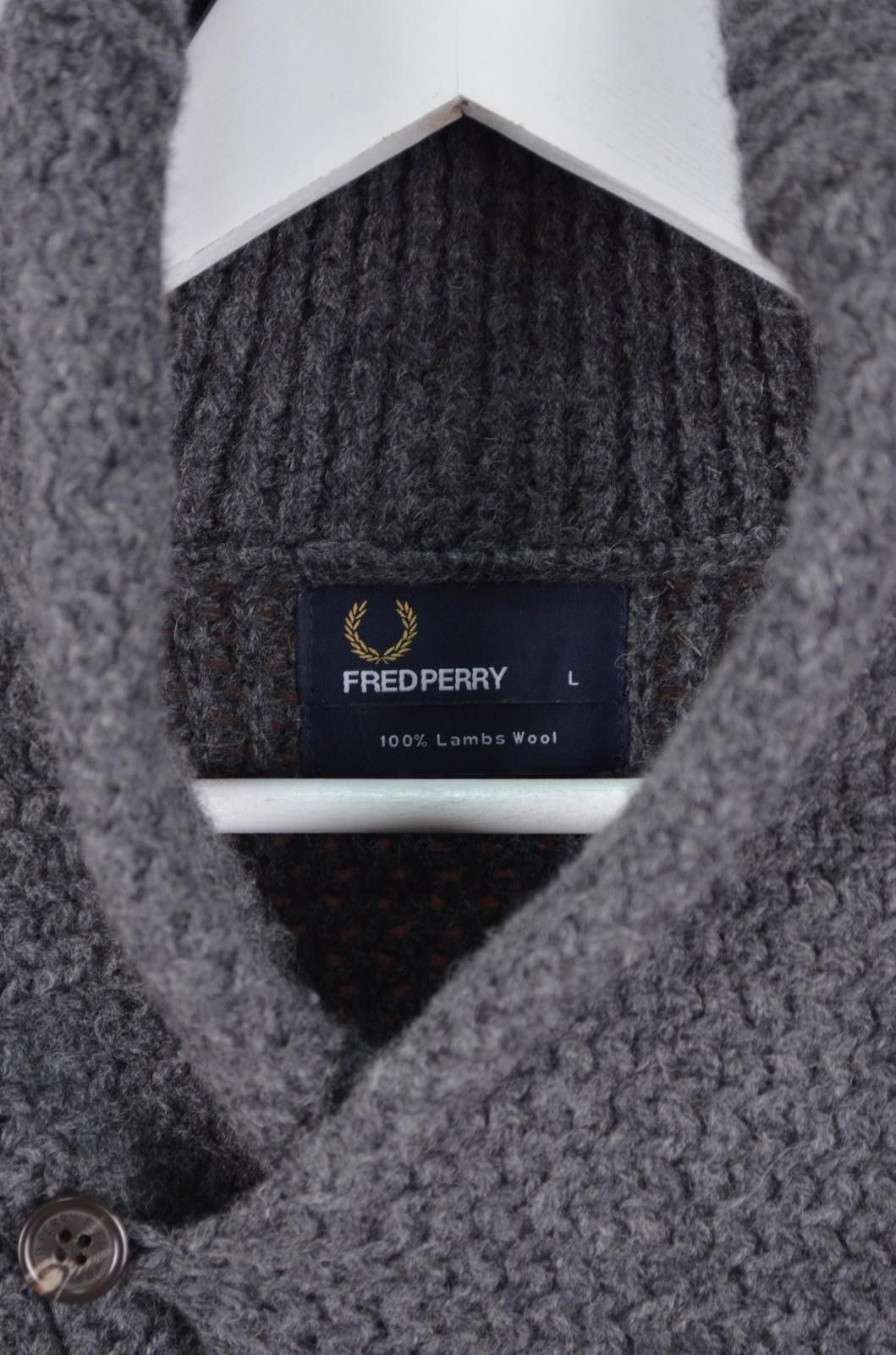 Fred Perry Fred Perry 100% Lambswool Knit Shawl Collar Sweater Size L Size US L / EU 52-54 / 3 - 8 Thumbnail