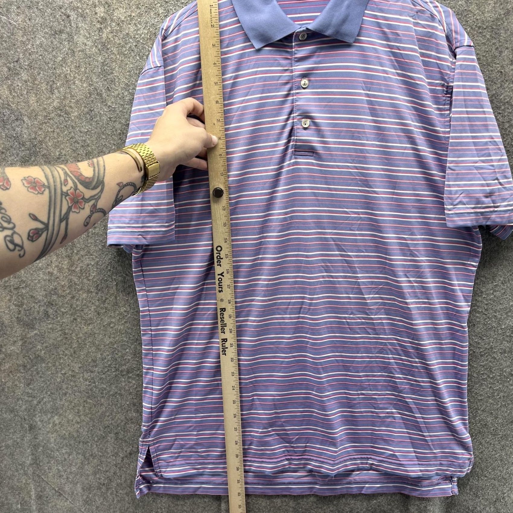 Peter Millar VINTAGE? (No) Peter Millar Polo Shirt Mens M Purple Stripe Summer Comfort Stretch Golf Shirt Mens Medium Purple Stripe Polo for Golf Size US M / EU 48-50 / 2 - 3 Thumbnail