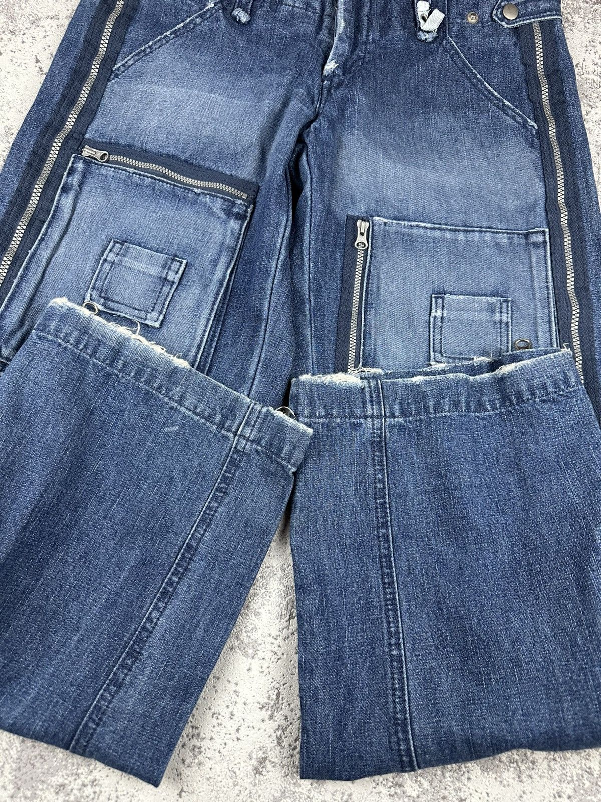 Designer Cargo Jeans Baggy Blue Zip-Off Utility Wide Fit Techwear Size US 32 / EU 48 - 9 Thumbnail