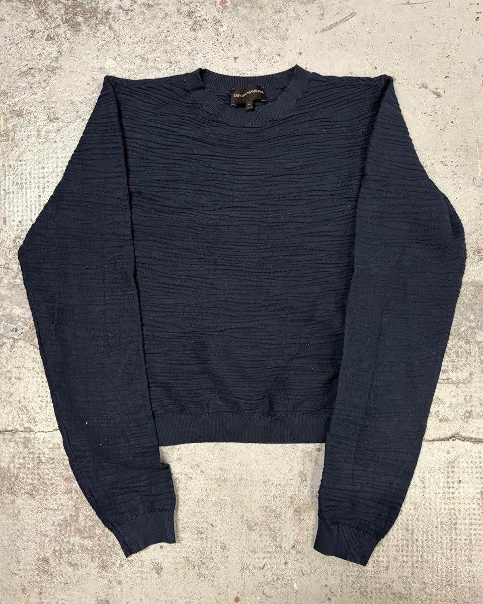 Emporio Armani 2000s Emporio Armani Pleats Navy Sweater Size XS / US 0-2 / IT 36-38 - 1 Thumbnail