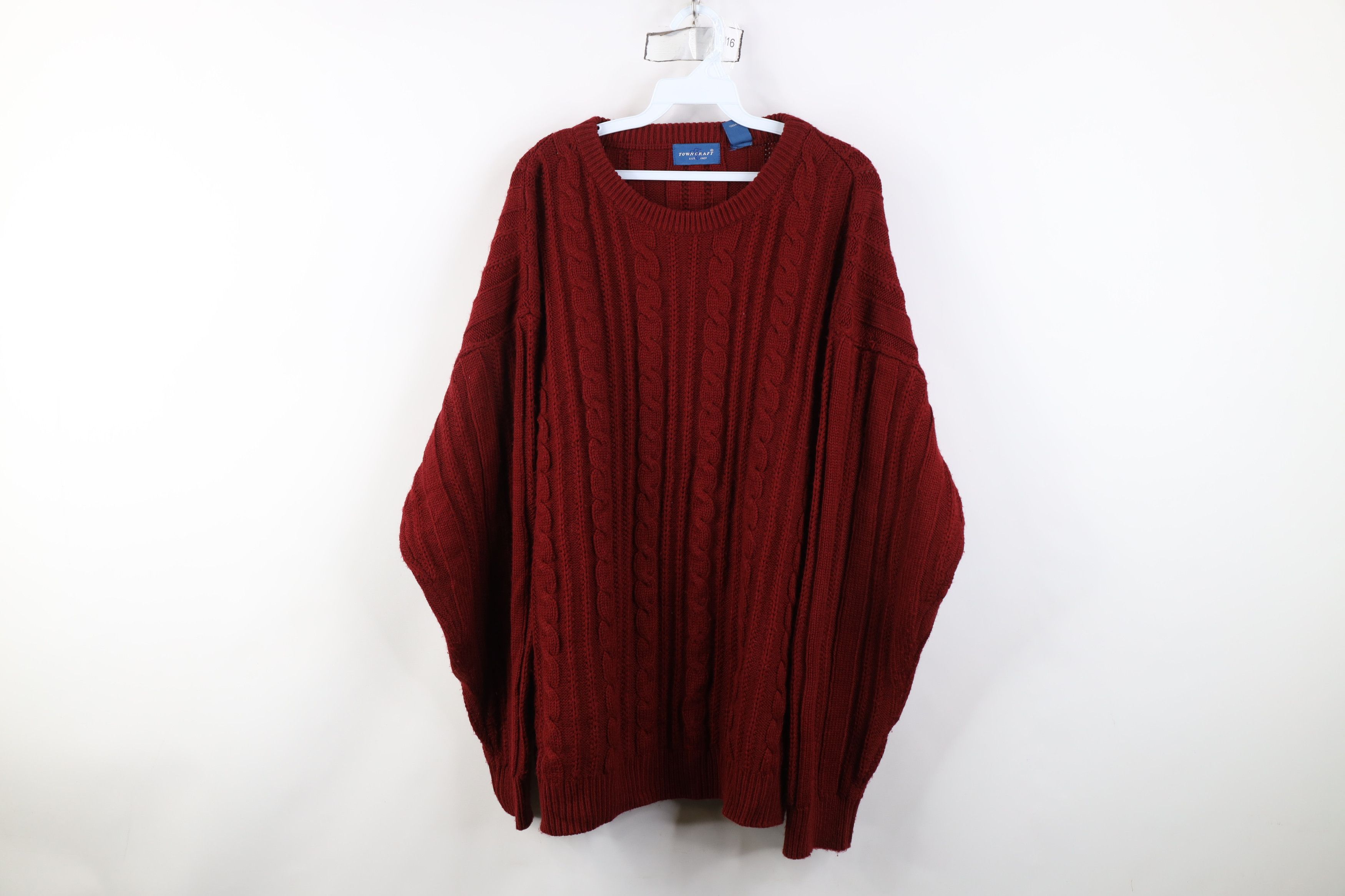 Vintage Vintage 90s Streetwear Cable Knit Crewneck Sweater Red Size US XL / EU 56 / 4 - 1 Thumbnail