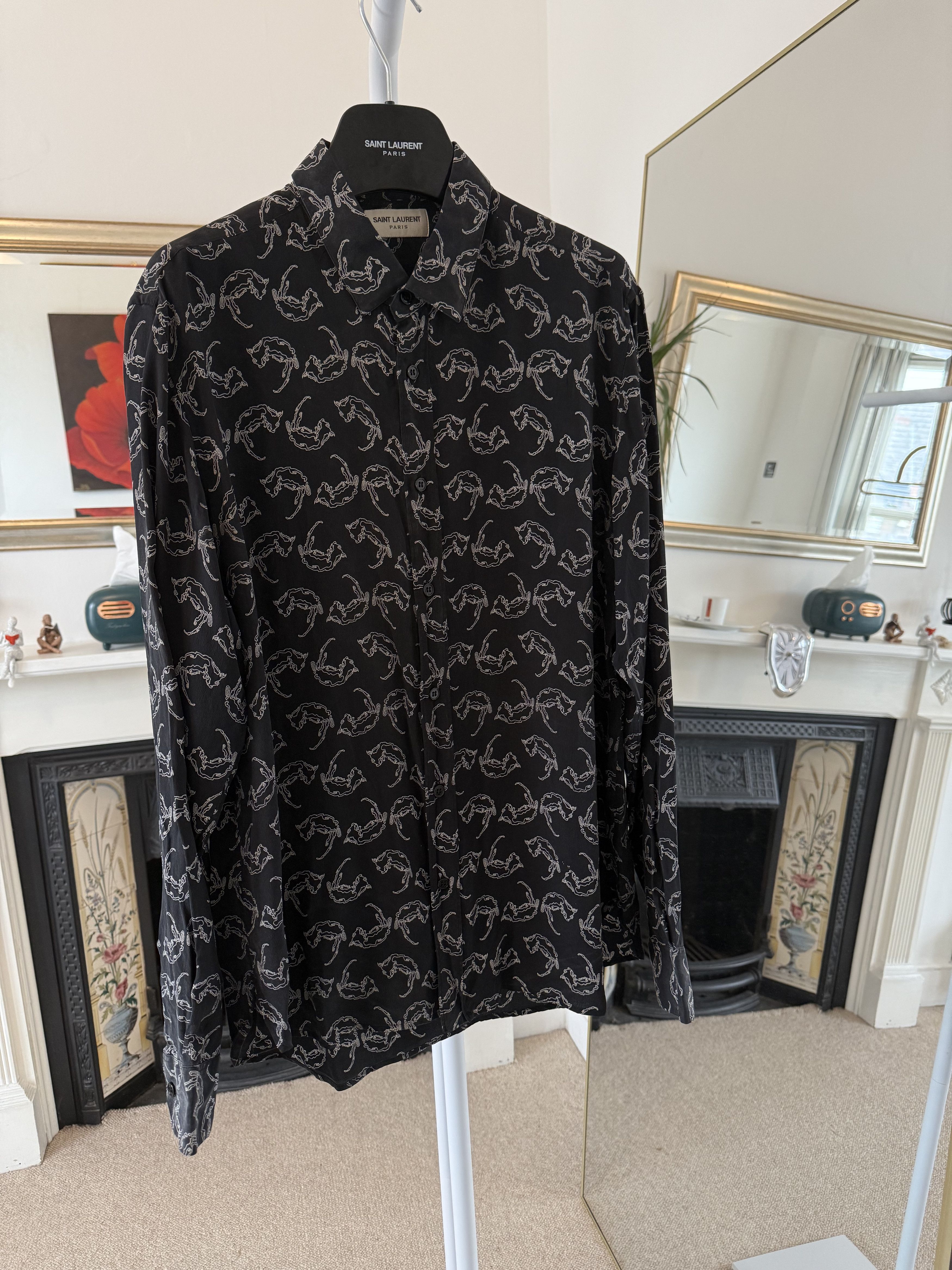 Hedi Slimane × Saint Laurent Paris FW13 Saint Laurent Silk Dead Rats Shirt Size US L / EU 52-54 / 3 - 4 Thumbnail