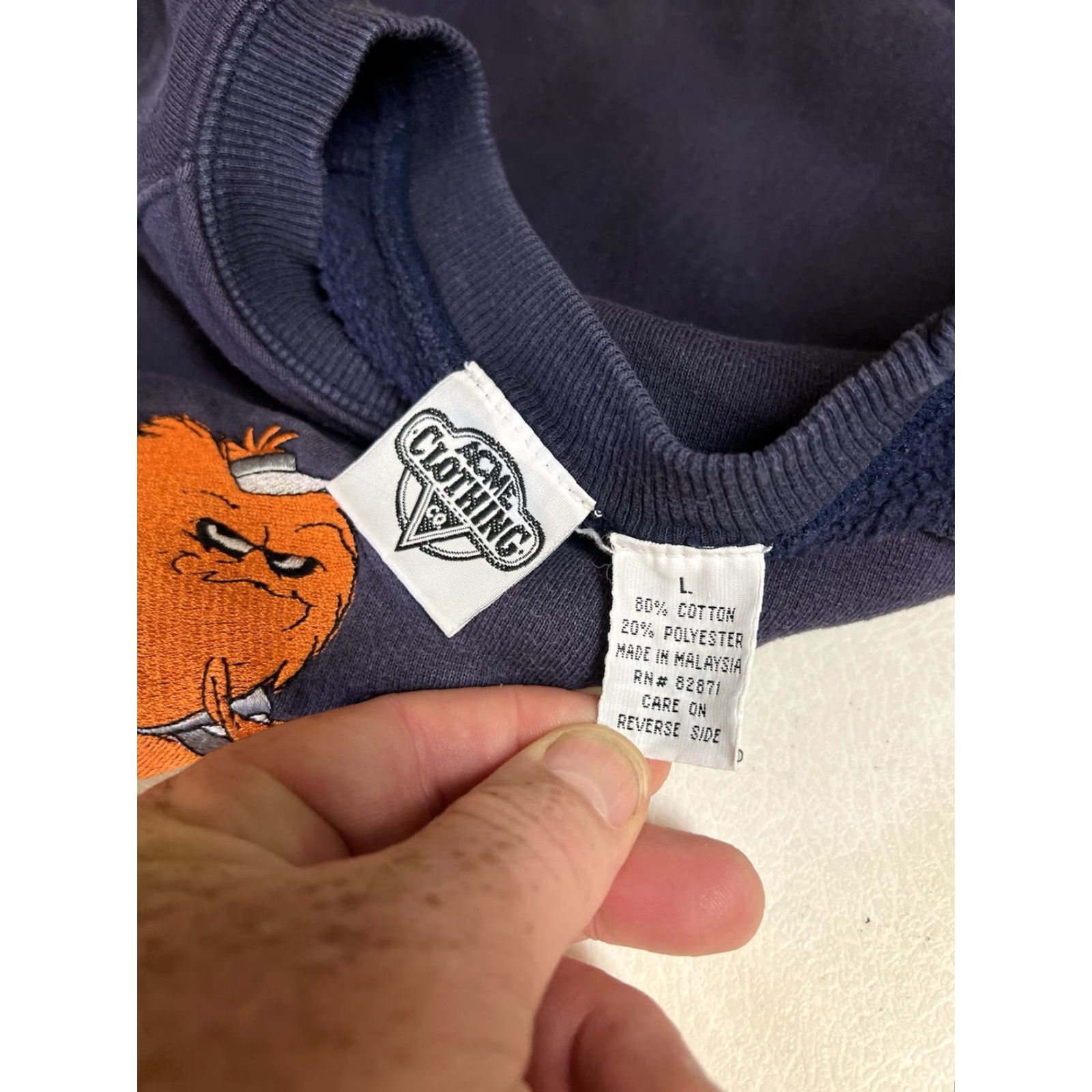 Acme Clothing VINTAGE Acme Clothing Co Blue Looney Tunes Embroidered Pullover Sweatshirt L Unisex Adults Crew Neck, Fleece, 80% Cotton 20% Polyester Size US L / EU 52-54 / 3 - 7 Thumbnail