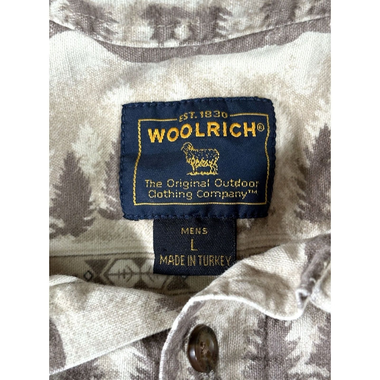 Vintage Woolrich Flannel Shirt Cotton 100% Button-Up Outdoor Theme Men L Beige Heavyweight Long Sleeve Button-Down Collar Size US L / EU 52-54 / 3 - 3 Thumbnail