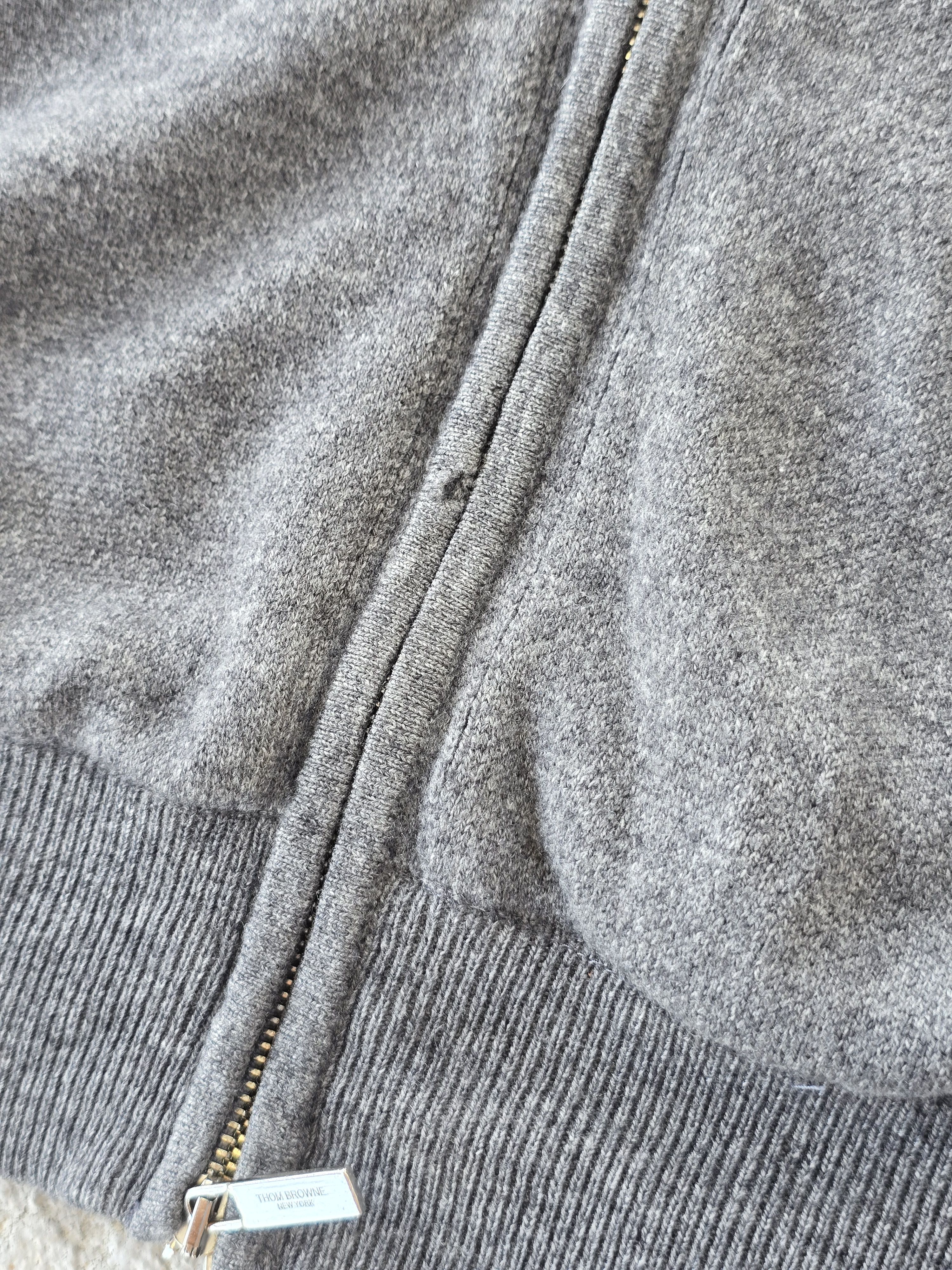 Thom Browne Thom Browne Wool Gray Zip Up Hoodie Italy Size US L / EU 52-54 / 3 - 9 Thumbnail