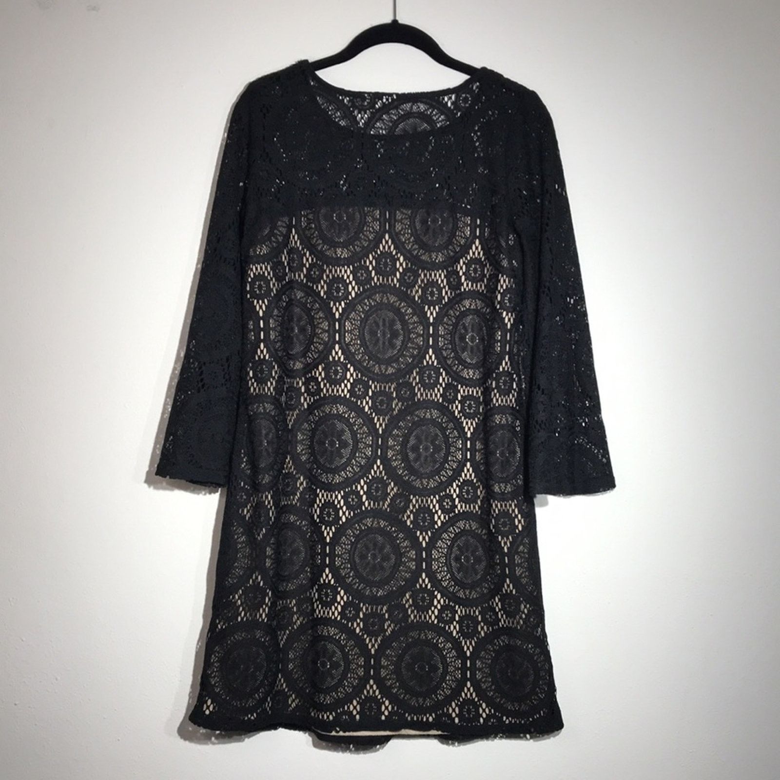 Other Tacera Black Lace Eyelet Dress Small Nude Lined Sheath Dress Size S / US 4 / IT 40 - 10 Thumbnail
