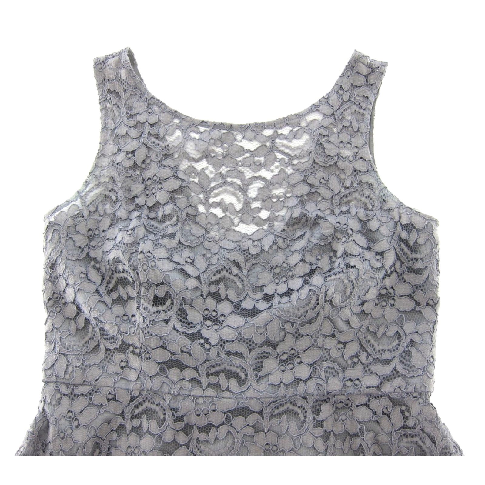 Vintage David's Bridal Grey Embroidered Floral Lace Sleeveless Sheath Tank Dress 14 Size XL / US 12-14 / IT 48-50 - 4 Thumbnail