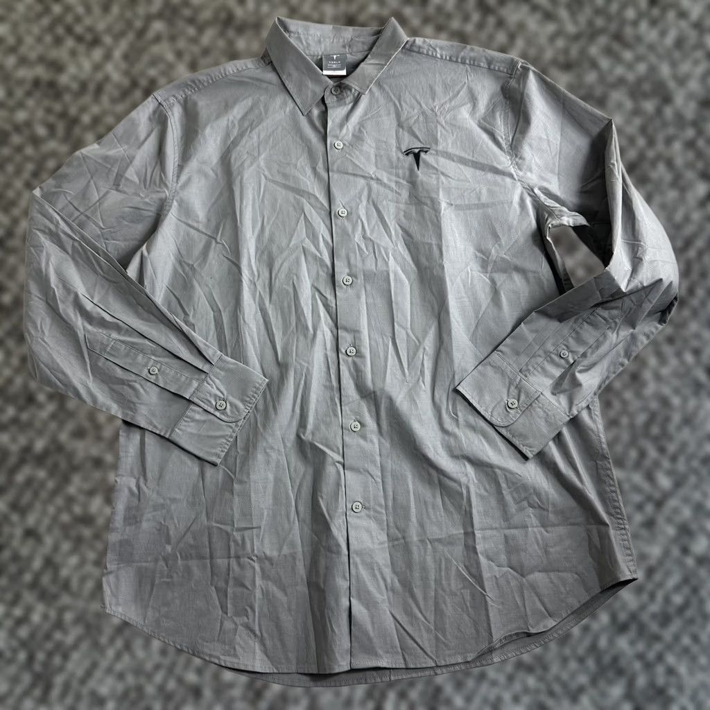 Vintage Tesla Button-Down Shirt Adult Men XL Gray Size US XL / EU 56 / 4 - 1 Thumbnail