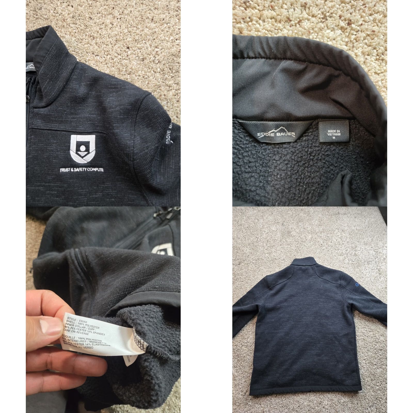 Eddie Bauer Eddie Bauer Fleece Jacket Mens Medium Black Full Zip Pockets Bomber Jacket, Logo, Outdoor, Casual, Workwear, 90s? Size US M / EU 48-50 / 2 - 8 Thumbnail