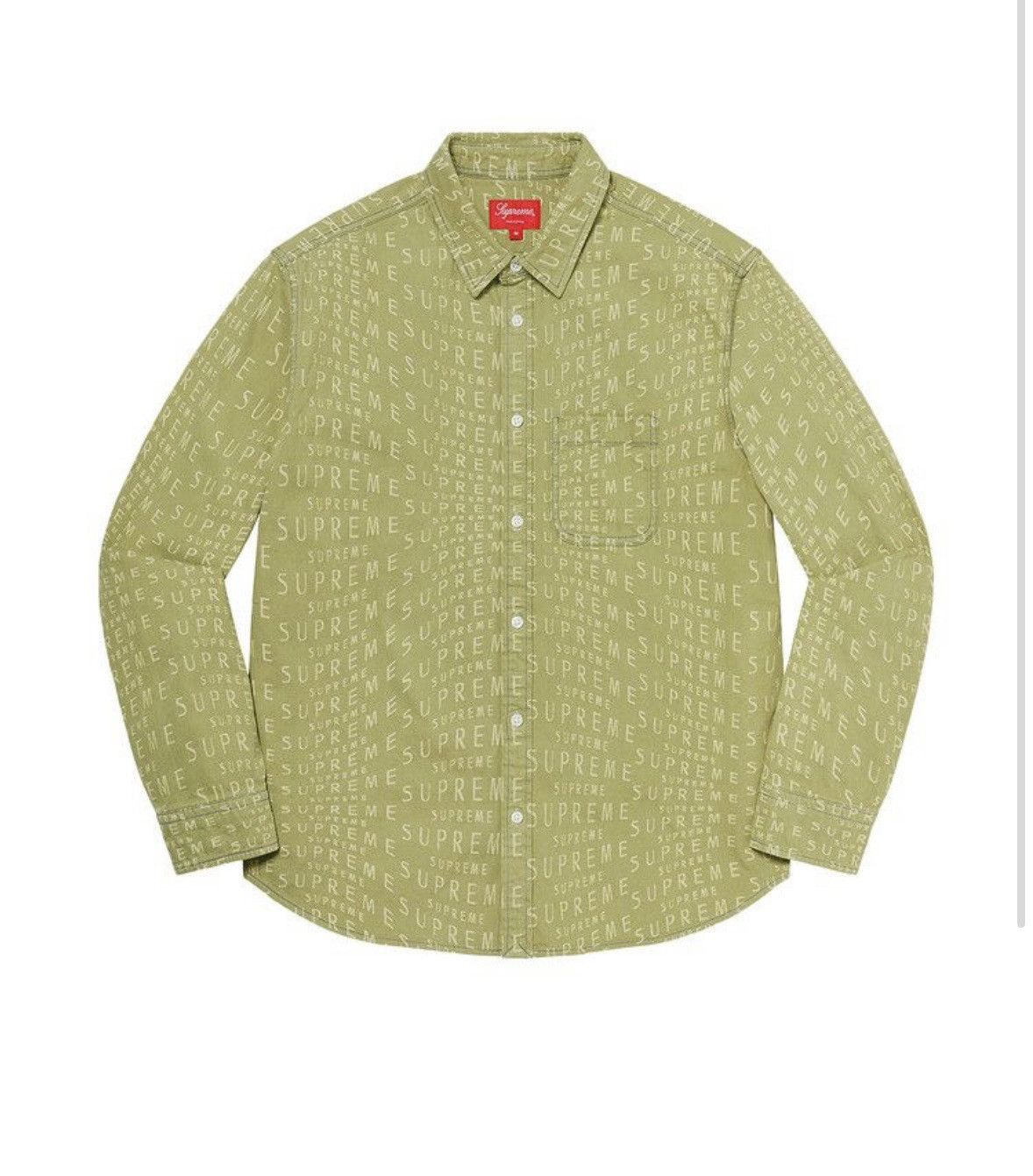 Supreme Supreme Warp Jacquard Logos Denim Shirt Sage SS21 Size US S / EU 44-46 / 1 - 1 Thumbnail