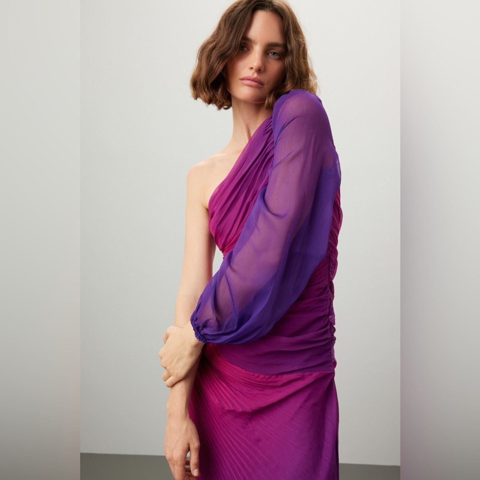 Rococo Sand Rococo Sand Size Small Pink & Purple Pleated Paige Long Gown Size S / US 4 / IT 40 - 4 Thumbnail
