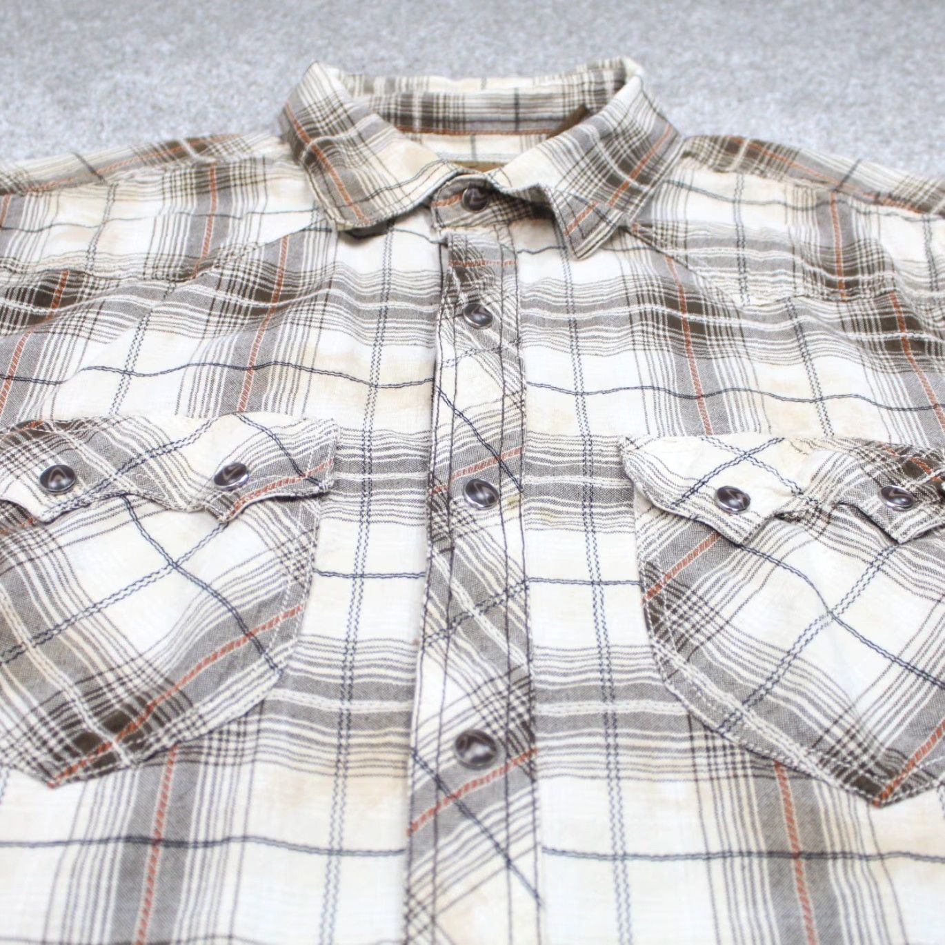 Doublet Bit & Bridle Pearl Snap Shirt Mens Large Brown Cotton Western S/S Double Pockets Shirt Size US L / EU 52-54 / 3 - 5 Thumbnail