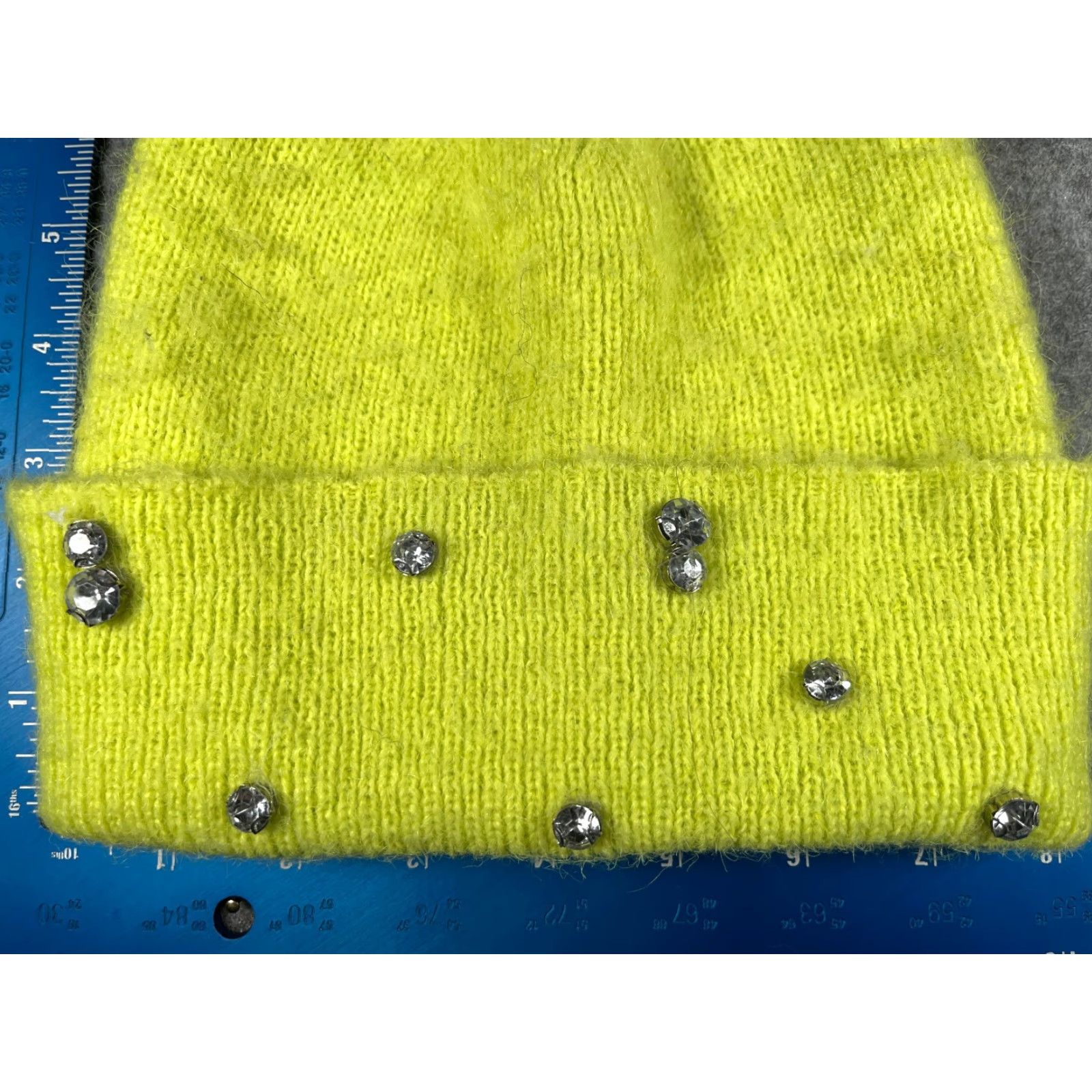Vintage A New Day Beanie Toque Women One Size Yellow Knit Jewel Bling 100% Polyester NEW Size ONE SIZE - 2 Thumbnail