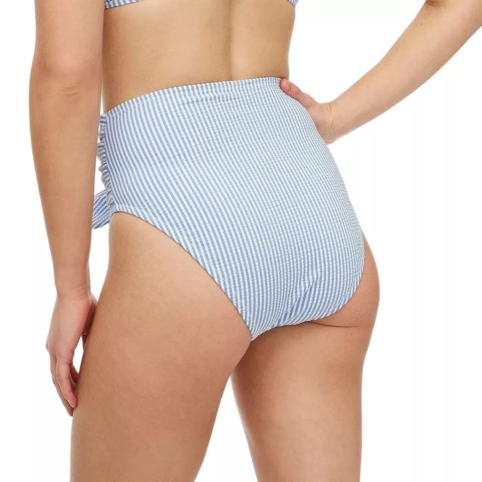 J.Crew NWT J Crew Tie High-Rise Bikini Bottom Seersucker 3X Striped Size ONE SIZE - 2 Thumbnail