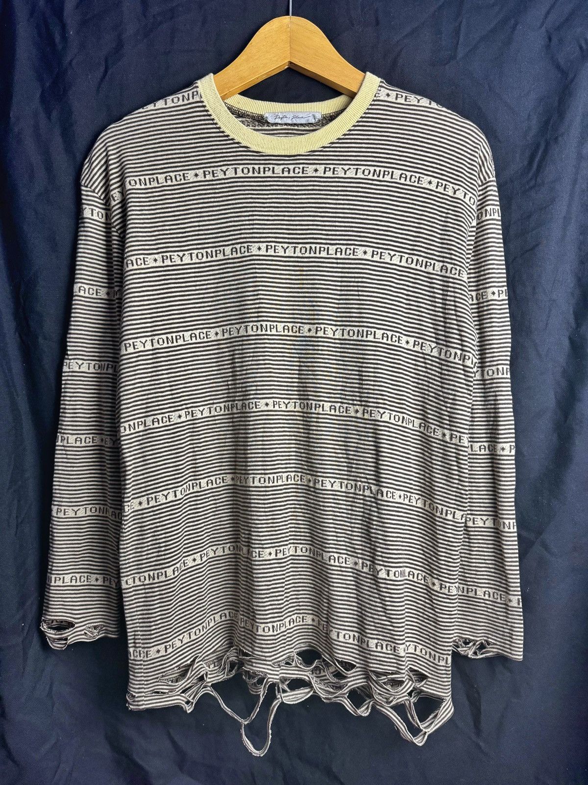 If Six Was Nine × Japanese Brand × PPFM Distressed PPFM Peyton Place Stripe Long Sleeve Size US M / EU 48-50 / 2 - 1 Thumbnail