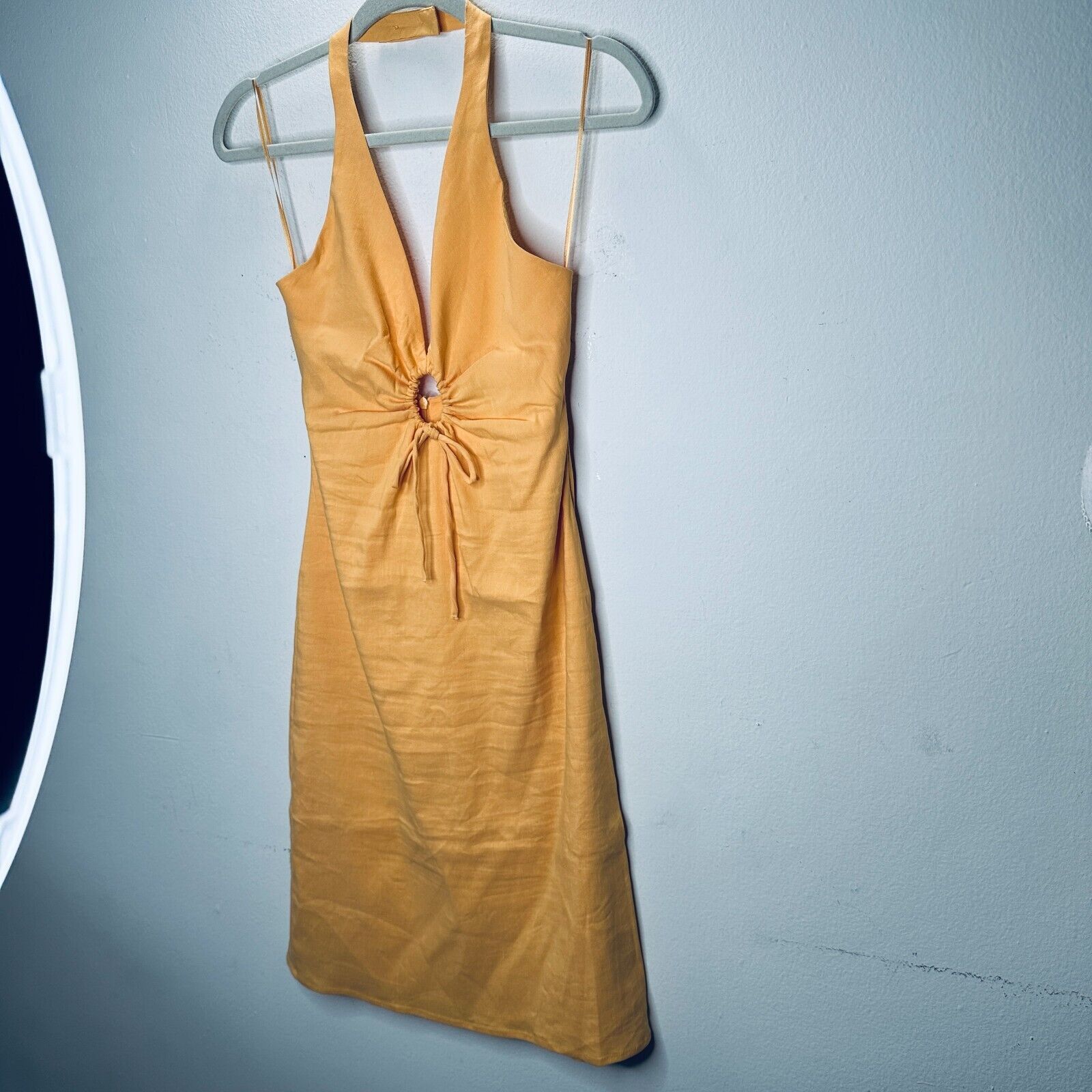 Zara Zara Yellow Halter V-Neck Dress O-Ring Cutout Open Back S Size S / US 4 / IT 40 - 2 Thumbnail