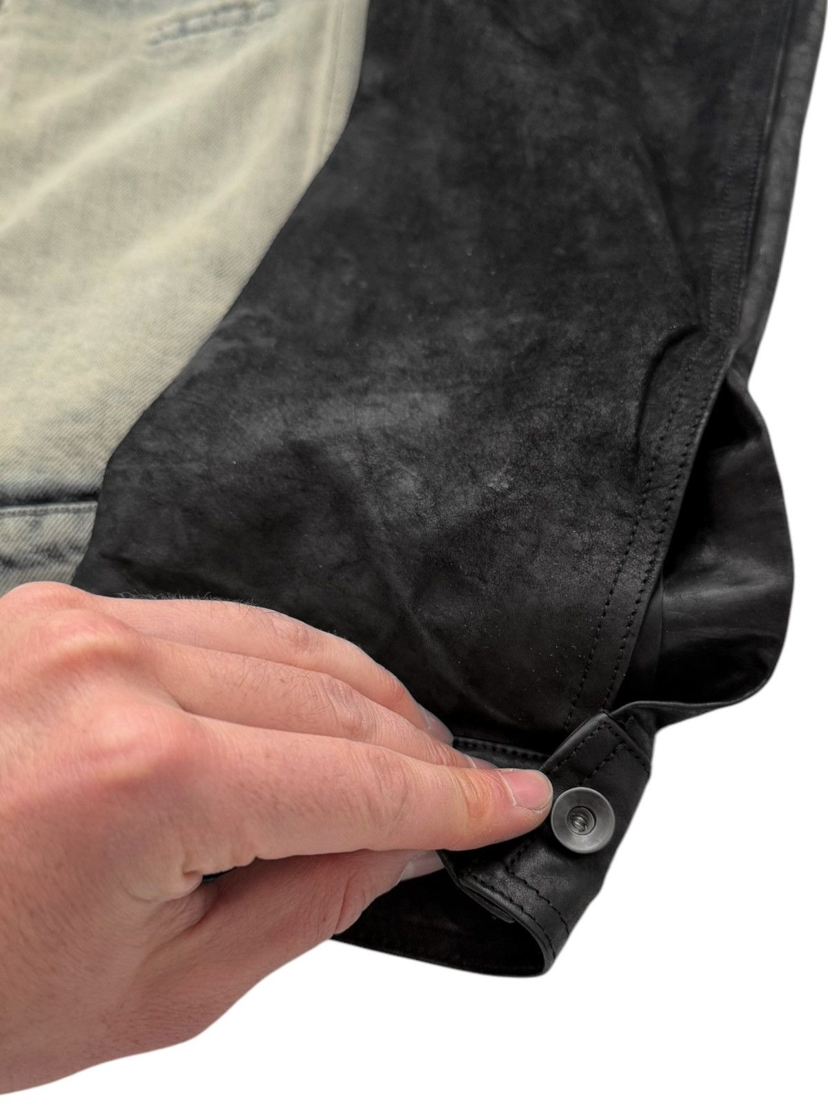 Rick Owens RARE Crust Oil Calf Stooge Denim Hybrid Trucker Jacket Size US M / EU 48-50 / 2 - 4 Thumbnail