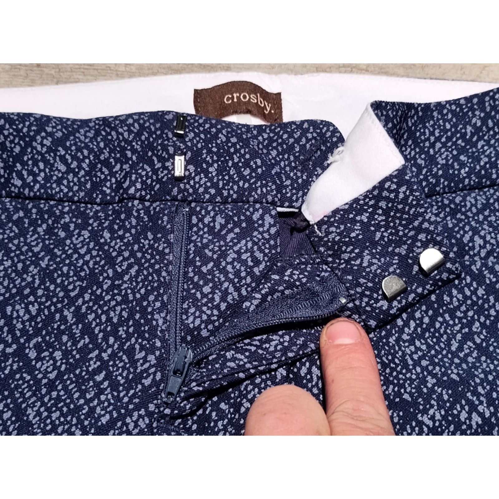 Vintage Crosby Pants Womens 4 Blue/Gray Stretch Flat Front Chino Dress Slacks 30x28 Size 27" / US 4 / IT 40 - 5 Thumbnail