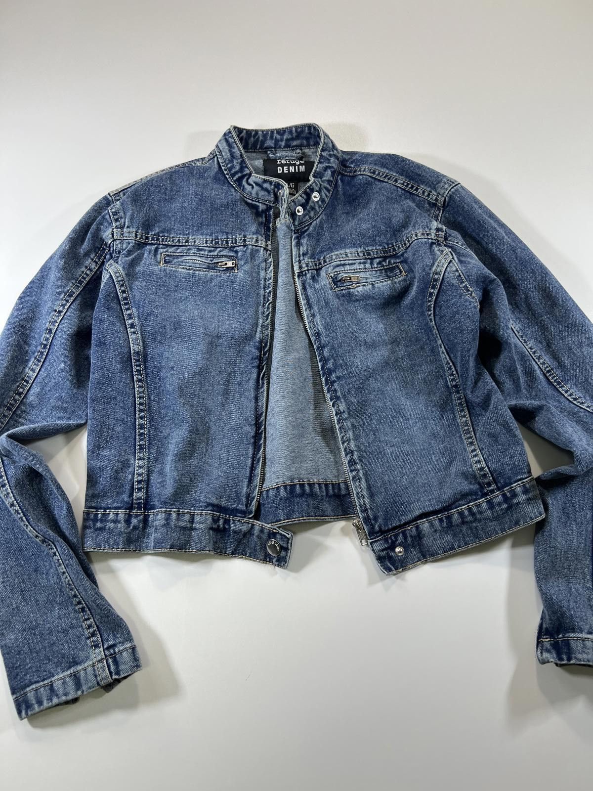 Other Refuge Denim Blue Cropped Denim Jacket - Size L Size L / US 10 / IT 46 - 1 Thumbnail
