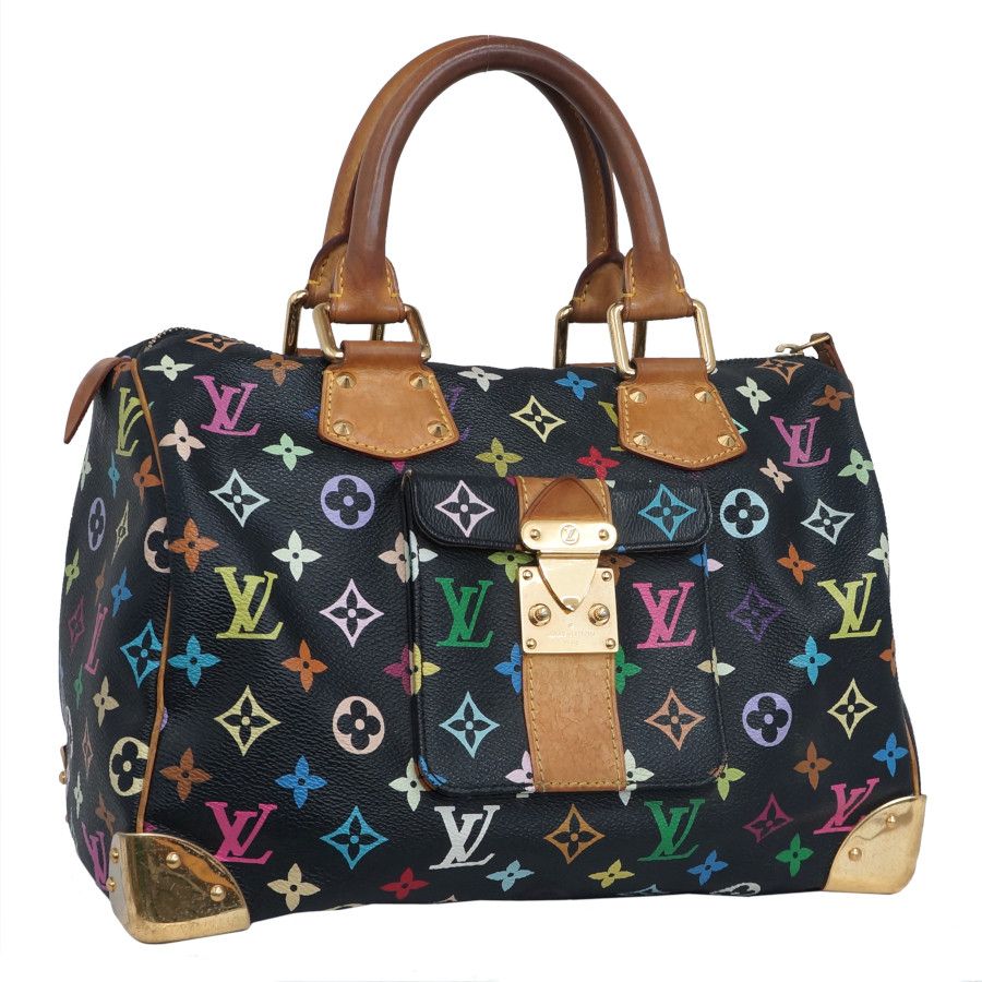 Louis Vuitton Speedy 30 Mini Boston Monogram Handbag Multicolor Noir