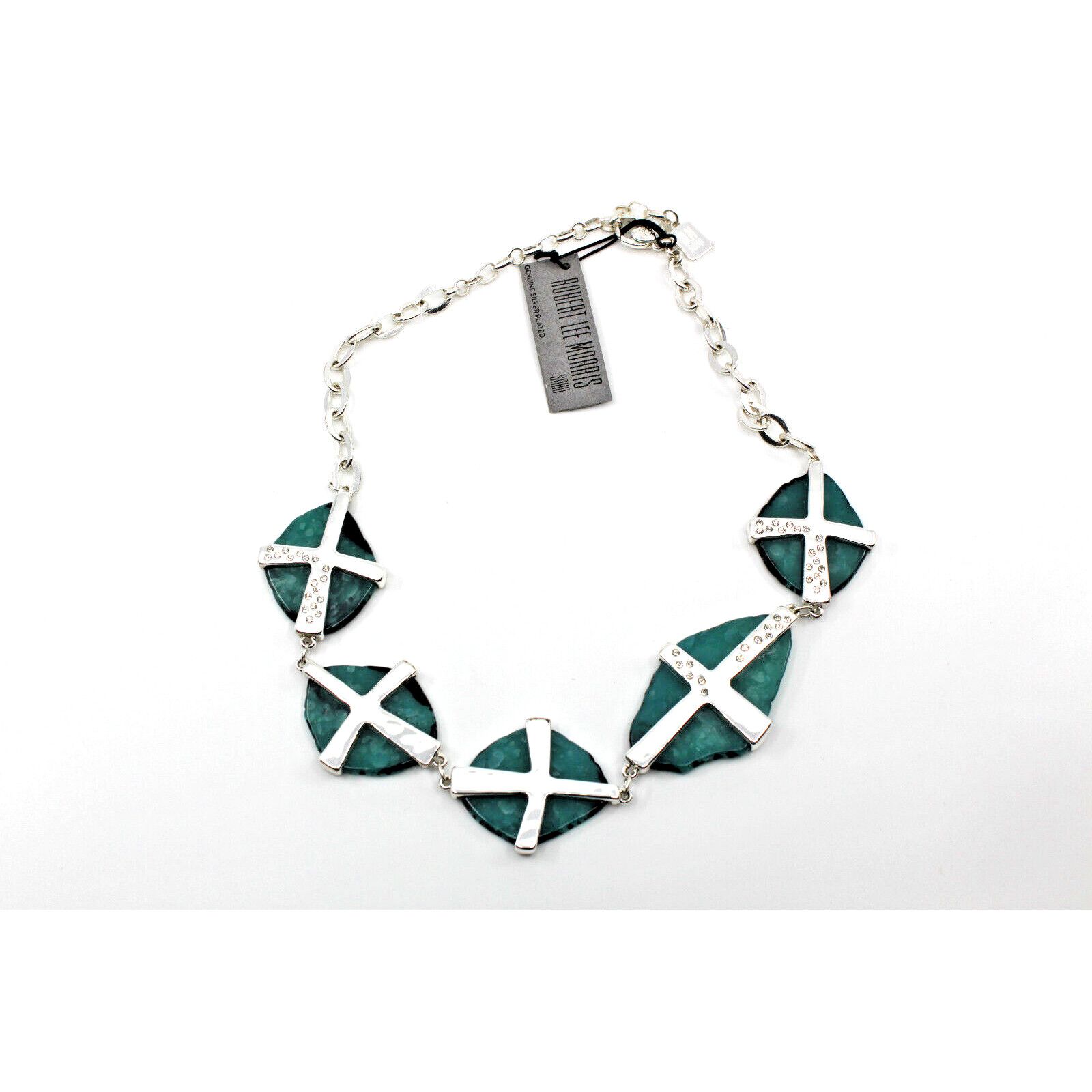 Robert Lee Morris New ROBERT LEE MORRIS Cross Crystal Silvertone Necklace $120 Size ONE SIZE - 1 Thumbnail