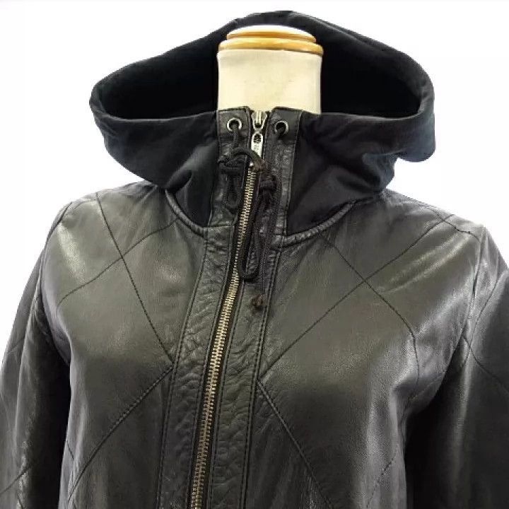 Jean Paul Gaultier Jean Paul Gaultier Cow leather spliced zipper hooded coat-2 Size US L / EU 52-54 / 3 - 3 Thumbnail