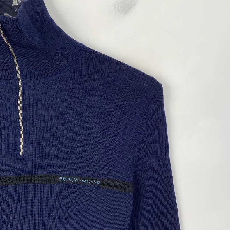 Prada Prada Size 36 Dark blue sheep wool semi-zipper knitted unde Size US XXS / EU 40 - 3 Thumbnail