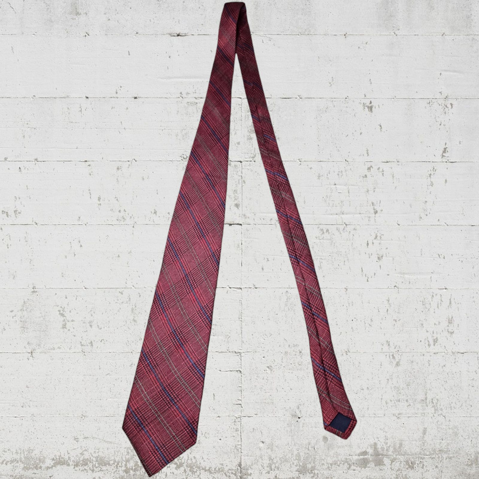 Vintage Vintage Burgundy Argyle Houndstooth Silk Tie Size ONE SIZE - 2 Thumbnail