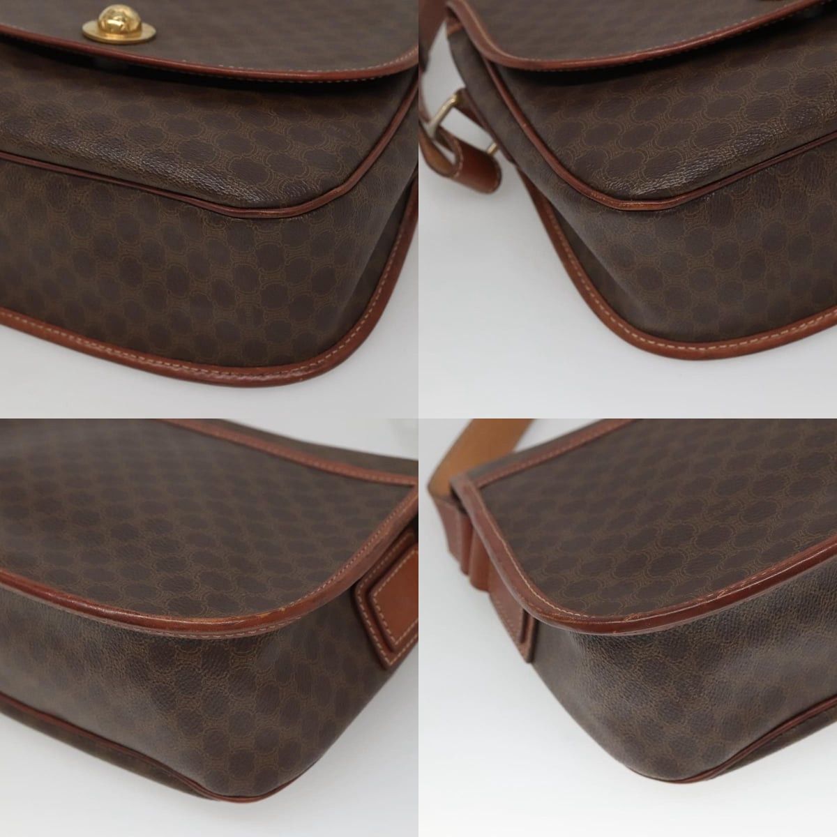 Celine CELINE Macadam Canvas Shoulder Bag Pvc Leather Brown Gold Size ONE SIZE - 10 Thumbnail