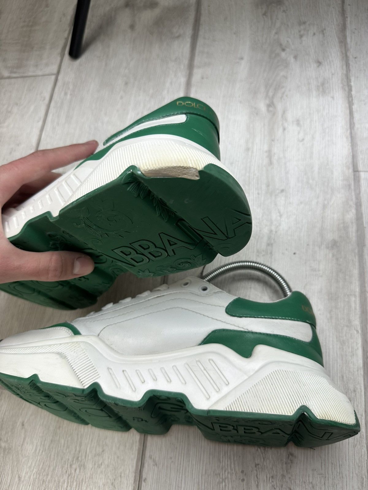Dolce & Gabbana DOLCE & GABBANA Daymaster Sneakers Mens White/Green Leather Size US 6.5 / EU 39-40 - 7 Thumbnail