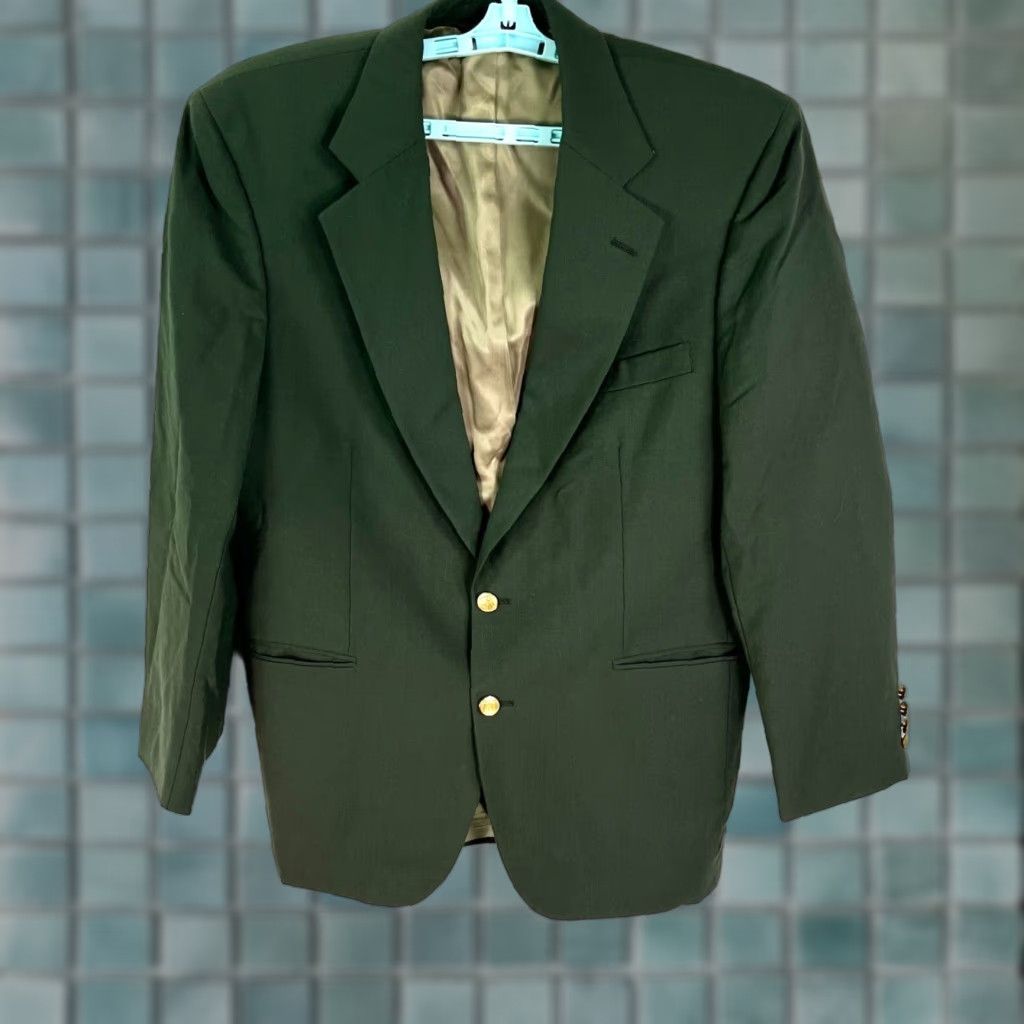Joseph Vintage Joseph & Feiss Green Wool Blazer Mens 44 Single-Breasted Notch Lapel 90s Style Size 44R - 1 Thumbnail