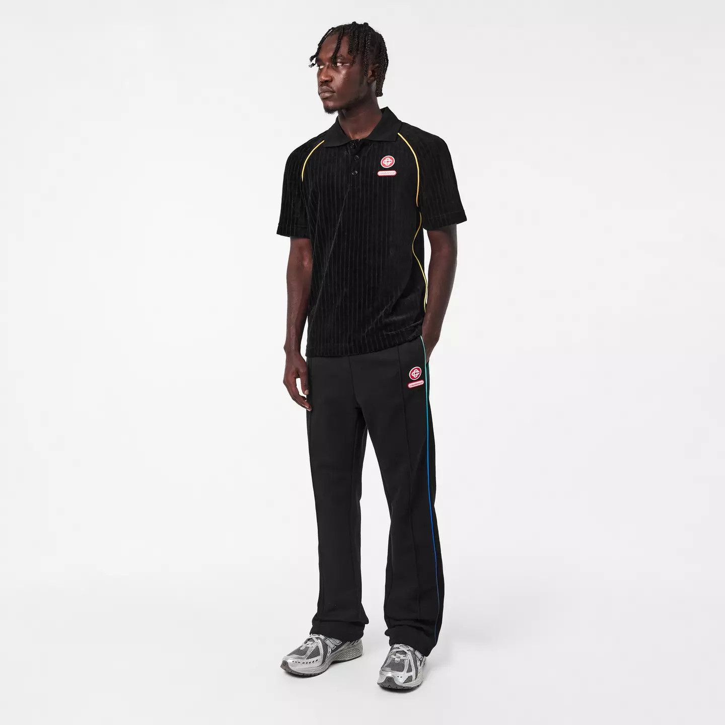 Casablanca o1g2r1mq0426 Velour Short Sleeve Polo Shirt in Black Size US L / EU 52-54 / 3 - 6 Thumbnail