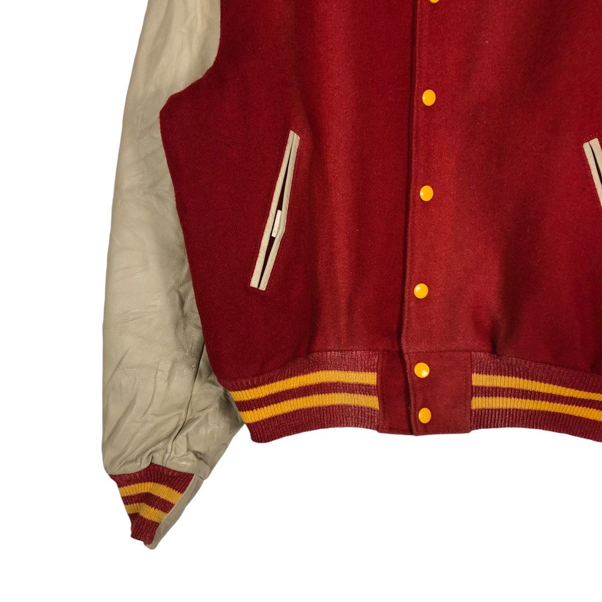 Golden Bear 🔥VTG VARSITY JUMPER BOMBER JACKET LEATHER GOLDEN BEAR USA Size US L / EU 52-54 / 3 - 6 Thumbnail