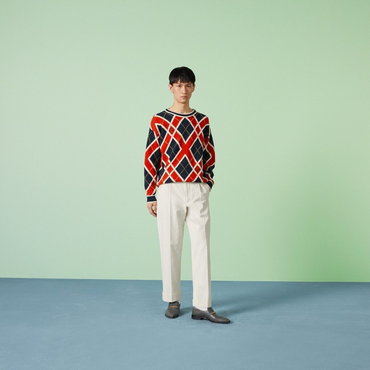 Gucci o1s1wg110925 G Rhombus Argyle Cotton Sweater in Multicolor Size US L / EU 52-54 / 3 - 2 Thumbnail